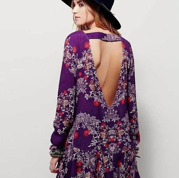 Free People | Dresses | Open Back Free People Smooth Talker Mini Dresstunic  In Plumberry | Poshmark